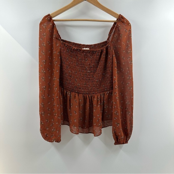 Aeropostale Burnt Orange Floral Top – Size Small - Picture 1 of 5